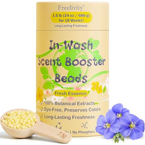 Freelivity InWash Scent Booster Beads Fresh Essence Scent Laundry Beads fabric softener 24 oz Lasts Up to 70 Washing Cycles EcoFriendly Safe for Babies and Kids